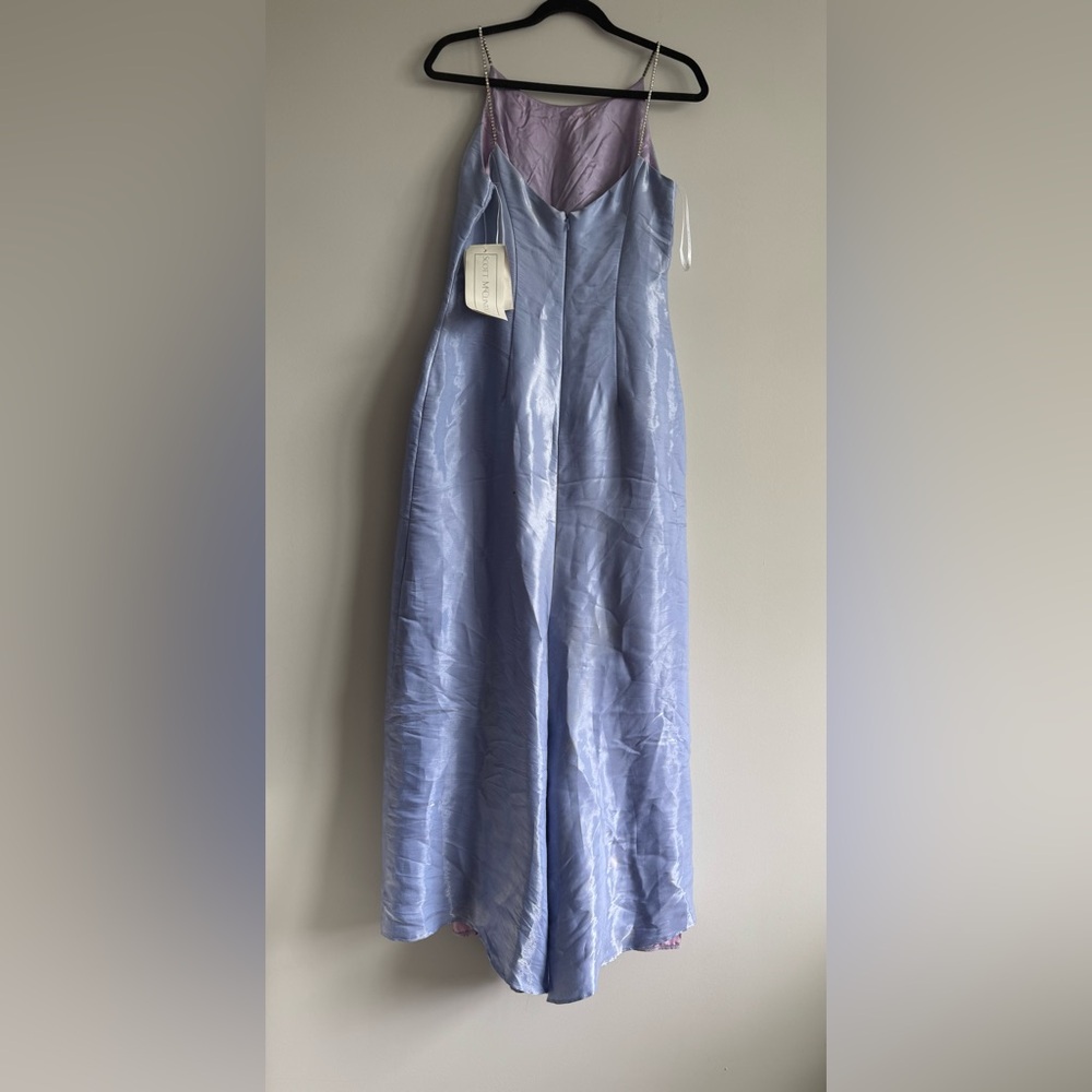 Vintage Scott McClintock Periwinkle Purple Sleeveless Satin Formal Prom Dress - Picture 2 of 13